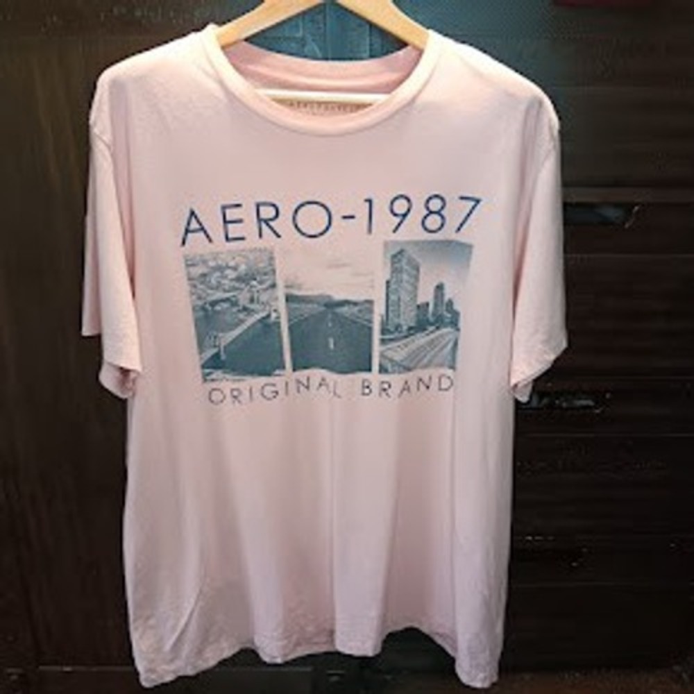 Aeropostale Graphic Tee Mens XL Pink Good Aero-1987 Original Brand Short Sleeve